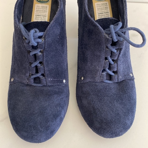 Dr Scholls Women Blue Leather Suede Lace Up Oxford-Like Healed Shoes - Booties - Picture 12 of 12